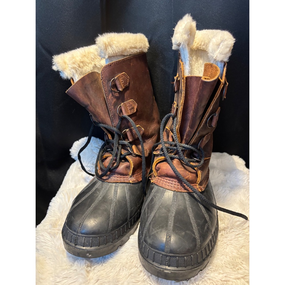 Kamik Everest Mens Winter Boots Brown Leather Rubber Duck Boots Size 11 Canada